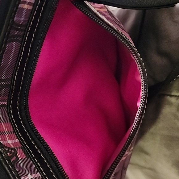 Coach Poppy Plaid Tartan Crossbody Pink/Purple - Picture 5 of 8